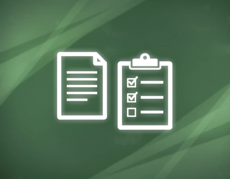 Image of documents and compliance checklists.