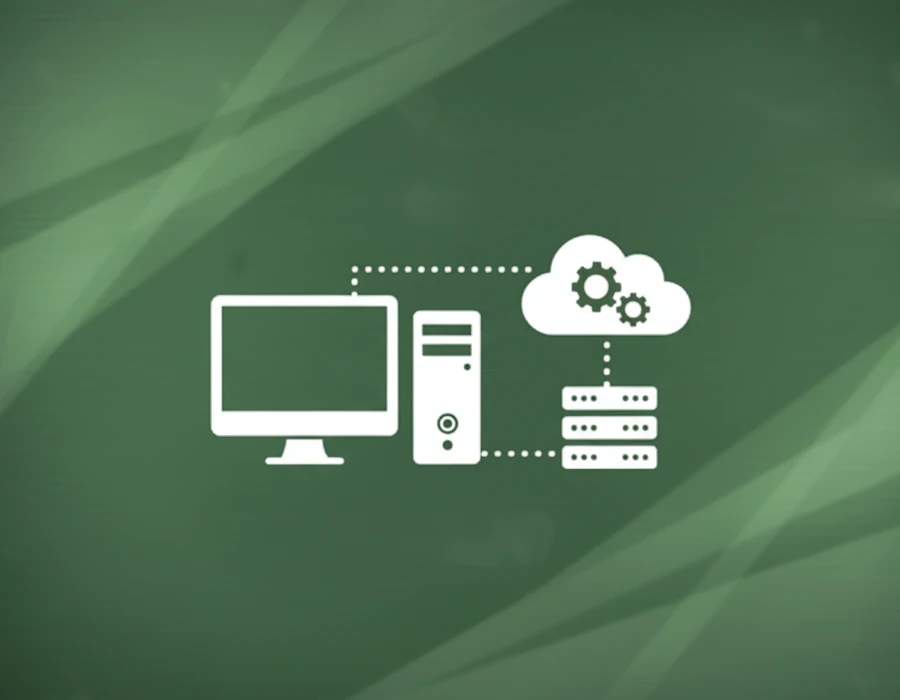 Image of computer and cloud servers